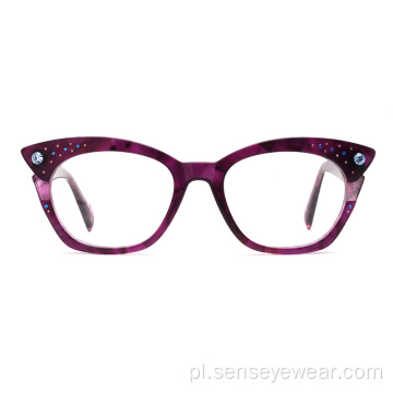 Luksusowe rhinestone diamentowe okulary optyczne